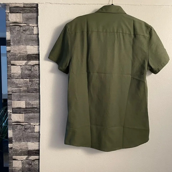 Short Sleeve Plain Oxford Muscle Shirt - Picture 6 of 10